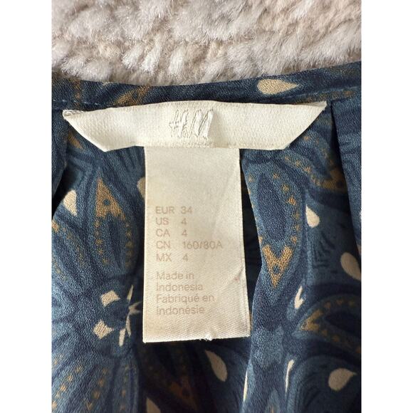 H&M Size 4 Floral Print Casual V Neck Sleeveless Top Pullover Blouse Hi Lo - Picture 5 of 8
